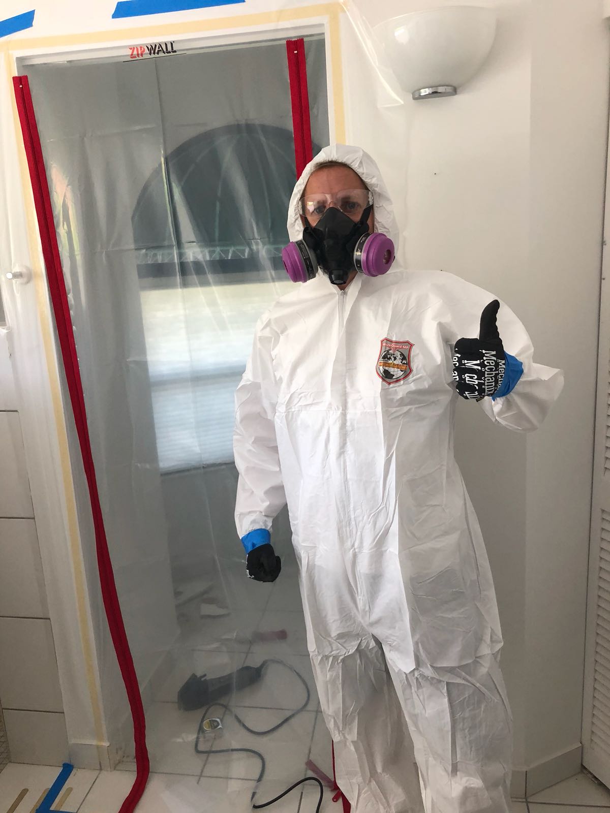 Our inspector in protective gear