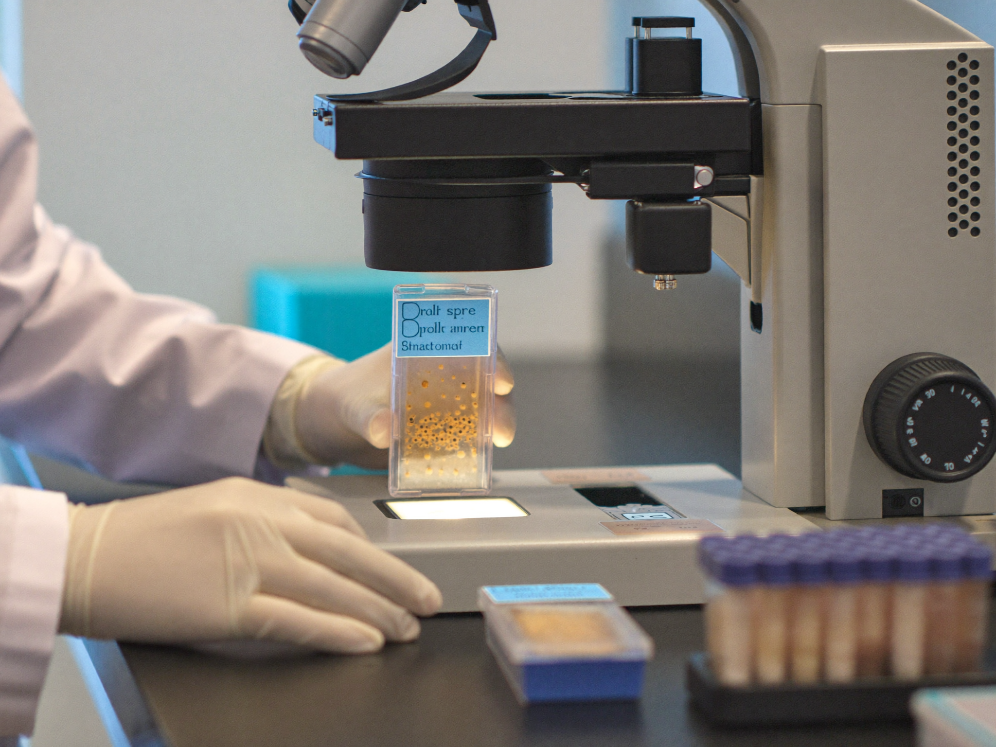 Lab technician analyzing an air sample