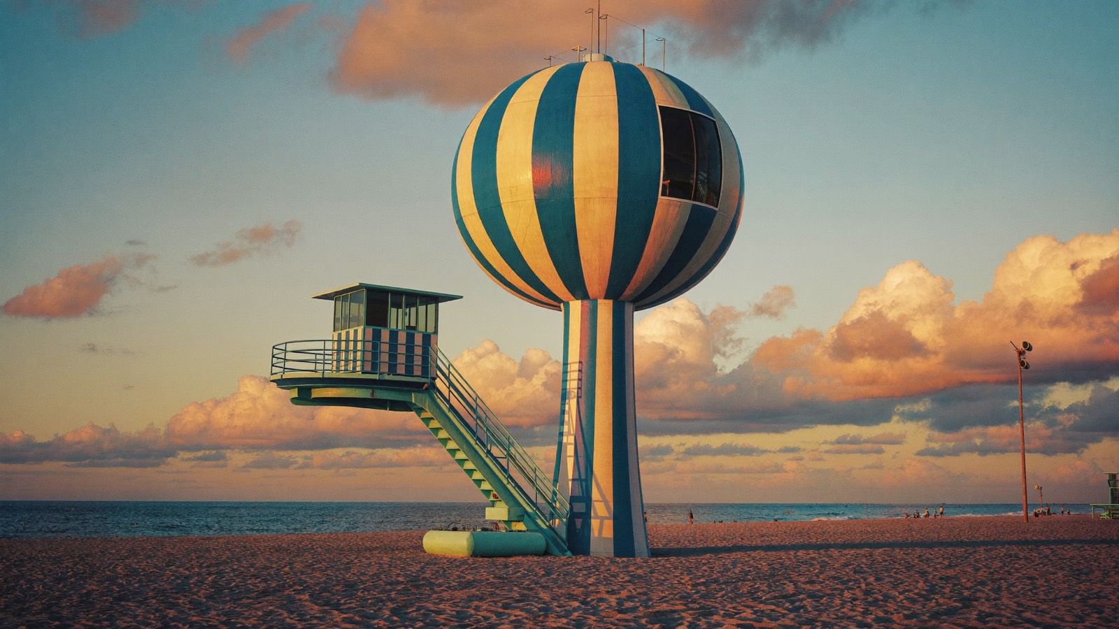 The iconic beach-ball water tower of Hallandale Beach