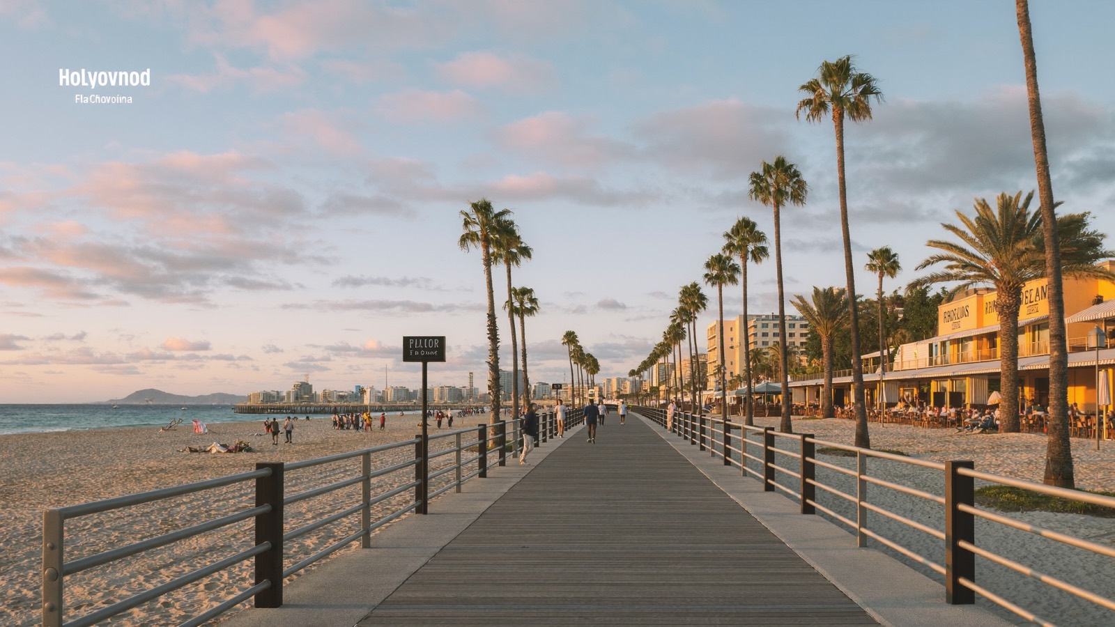 The Hollywood Beach Broadwalk at golden hour