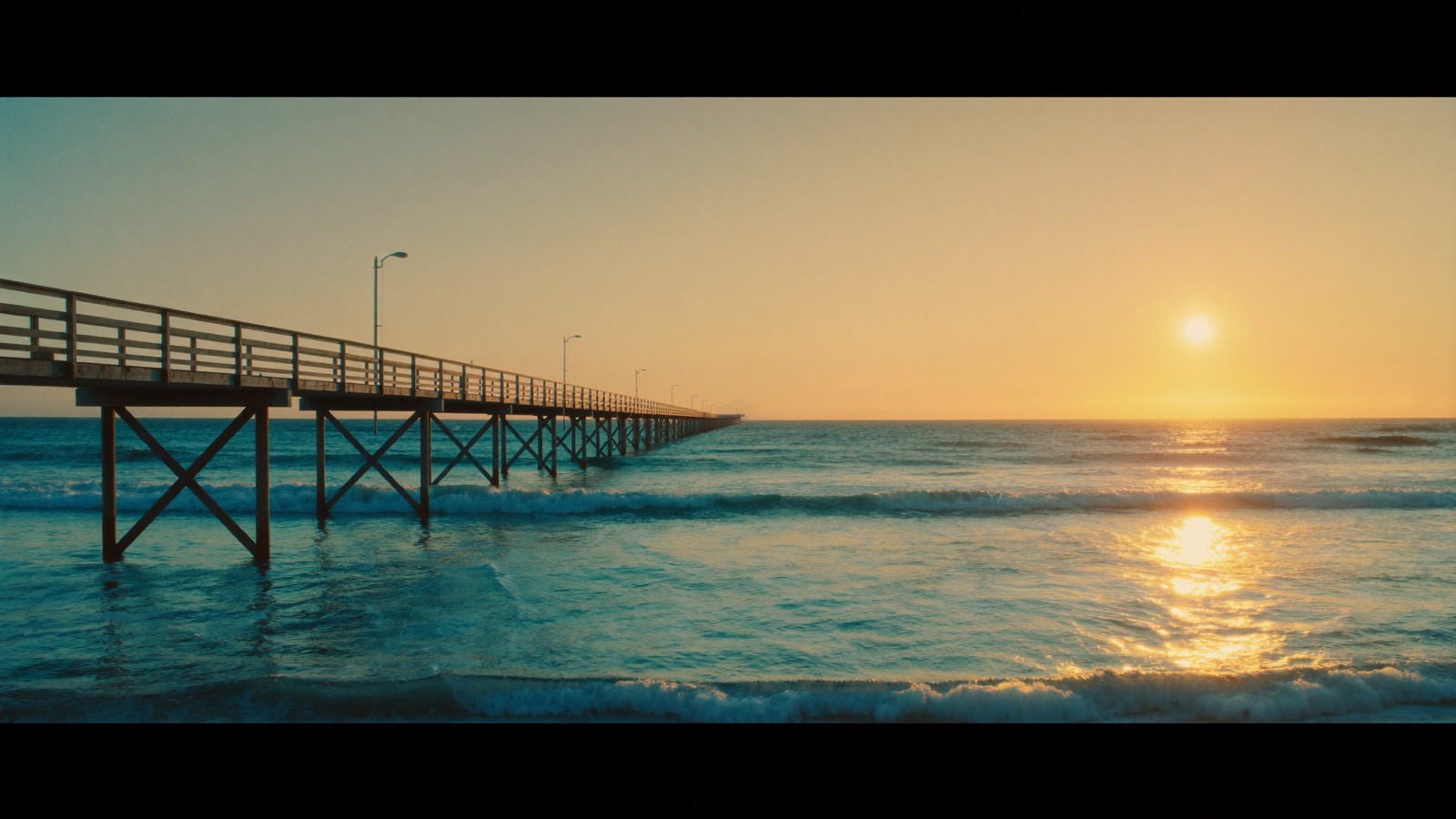 The Juno Beach pier reaching over the Atlantic