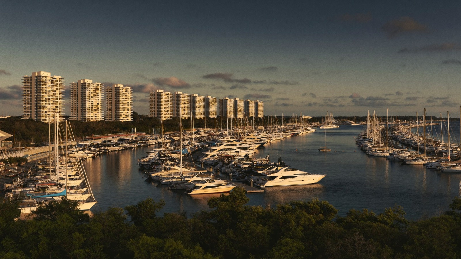 Yachts at the Riviera Beach marina with Singer Island beyond